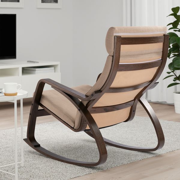 Кресло-качалка, коричневый/Шифтебу бежевый IKEA POÄNG ПОЭНГ 893.028.29 - фото 3