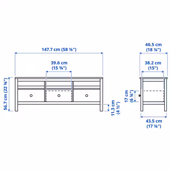 HEMNES Тумба под ТВ - белая морилка 148x47x57 см - фото 5
