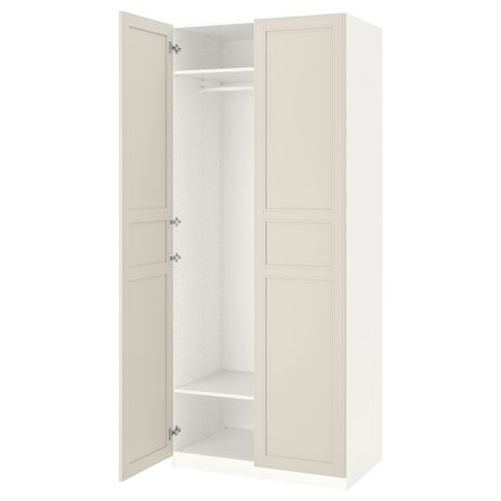 Гардероб, белый/Флисбергет светло-бежевый 100x60x236 см IKEA PAX ПАКС 792.221.16