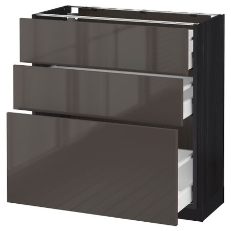 Напольный шкаф с 3 ящиками МЕТОД / МАКСИМЕРА, черный, Рингульт серый