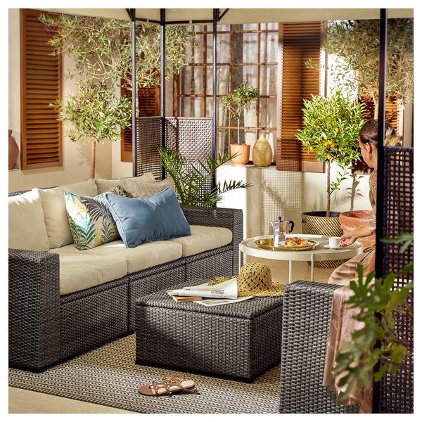 3-местный модульный диван, садовый, темно-серый/Холло бежевый 223x82x80 см IKEA СОЛЛЕРОН 092.884.84 - фото 2