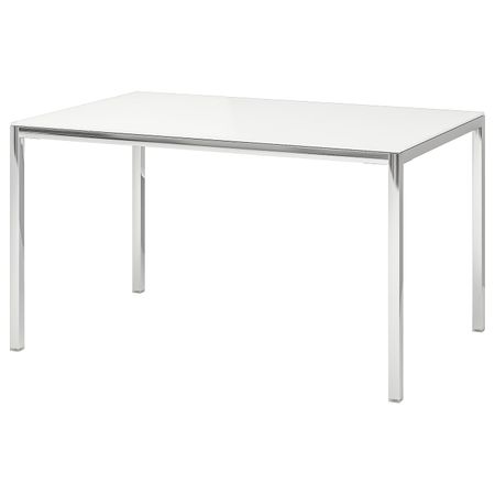 Стол, хромированный/стекло белый 120x70 см IKEA TORSBY ТОРСБИ 490.996.22