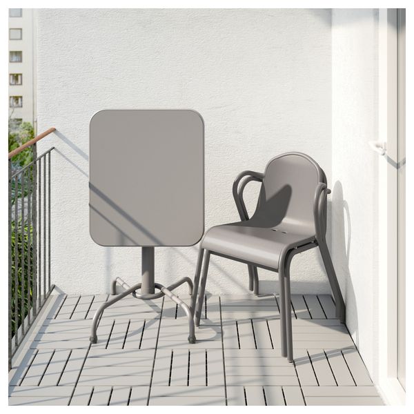 Стол + 2 стула, для сада ТУНХОЛЬМЕН, серый - фото 3