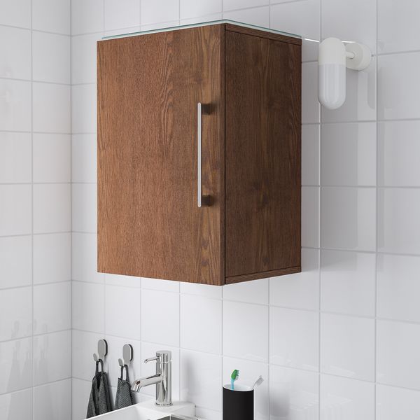 Навесной шкаф с 1 дверцей, 40x32x58 см, под коричневый мореный ясень IKEA GODMORGON ГОДМОРГОН 504.579.16 - фото 3