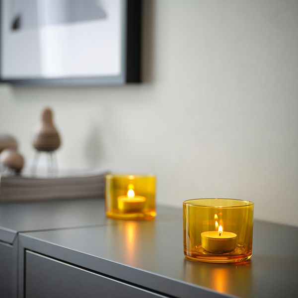 Подсвечник, ярко-желтый, 6 см IKEA BUSKBJÖRK 505.631.20 - фото 4