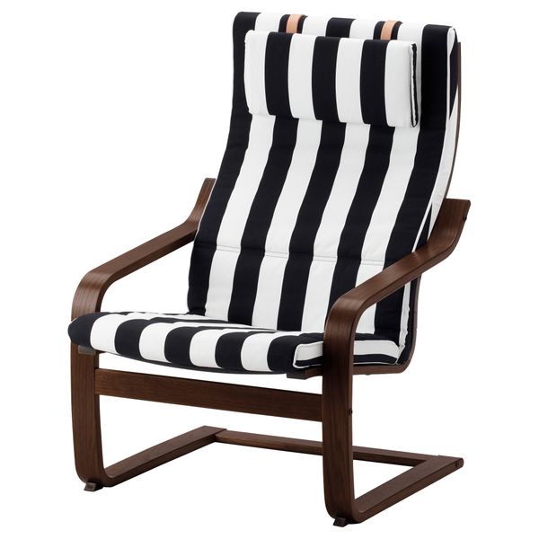 Кресло ПОЭНГ, коричневый, Стенли черный/белый - фото 1