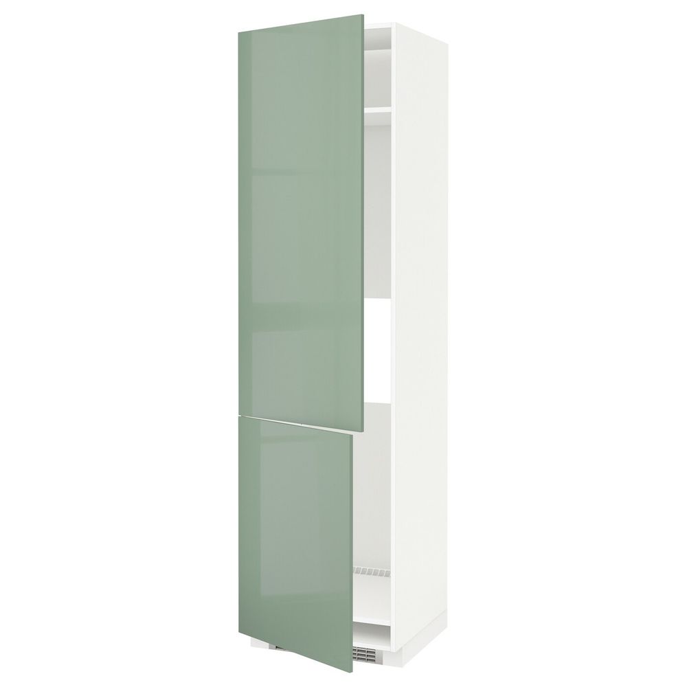 Высокий шкаф для/холод/мороз/2дверцы, белый, Калларп светло-зеленый, 60x60x220 см IKEA МЕТОД 592.256.20 - схема-чертеж с размерами
