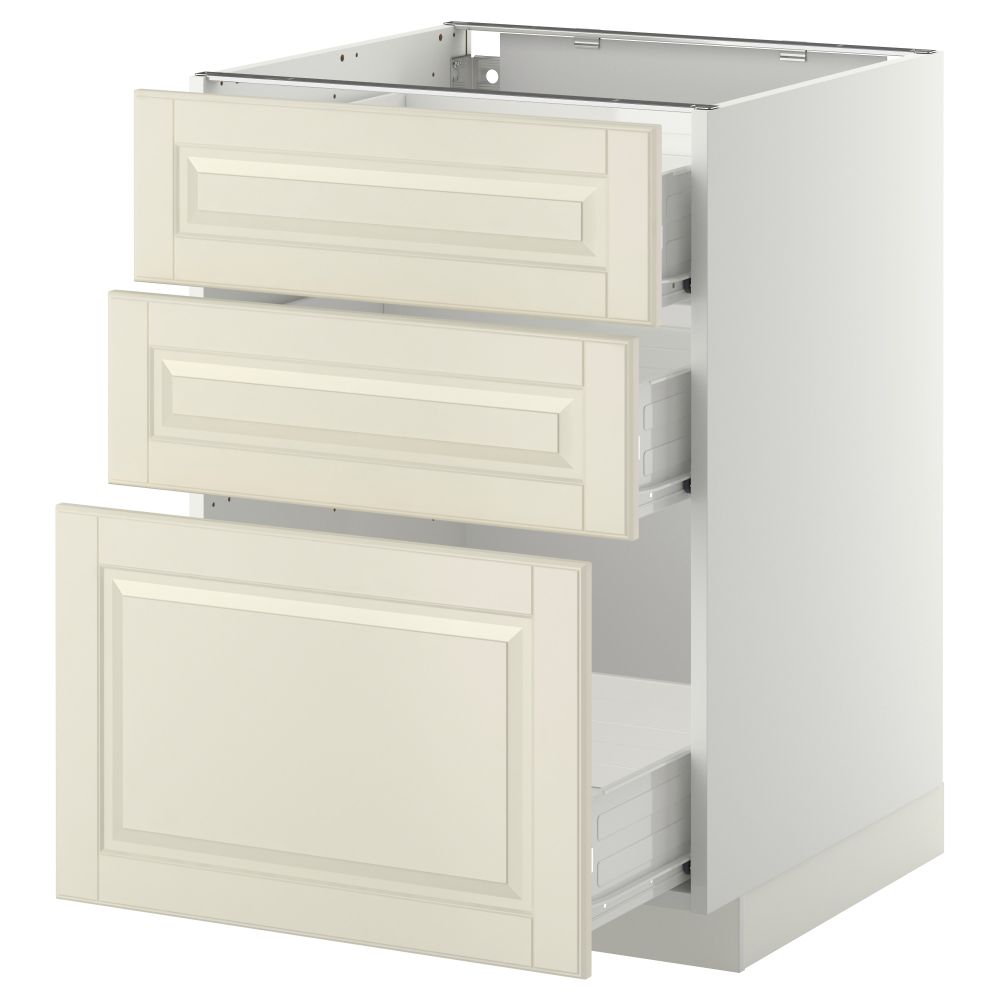 Напольный шкаф с 3 ящиками МЕТОД / ФОРВАРА, белый, Будбин белый с оттенком - схема-чертеж с размерами