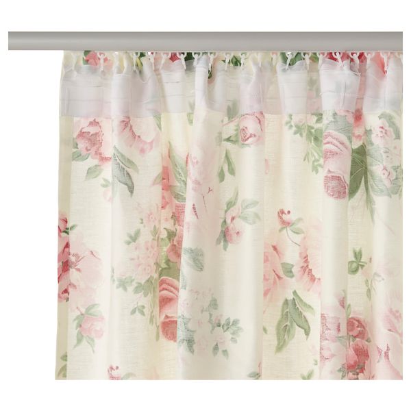 Гардины с прихватом, 1 пара МАЛЁРТ, зеленый цветы (150x270 см) - схема-чертеж с размерами