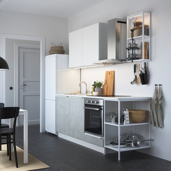 Кухня, 223x63.5x222 см, белый, под бетон белый IKEA BEGIVENHET БЕГИВЕНХЕТ 393.377.46 - фото 3