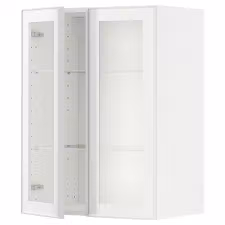 METOD Навесной шкаф/полки/2стеклян двери - белый/Hejsta белое прозрачное стекло 60x80 см