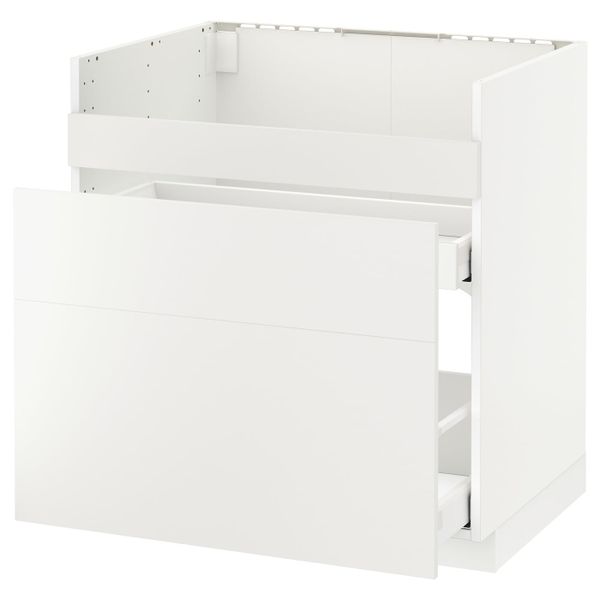 Напольный шкаф для мойки ХАВСЕН/3фасада/2ящ, белый/Хэггеби белый 80x60 см IKEA METOD МЕТОД 492.805.46 - схема-чертеж с размерами