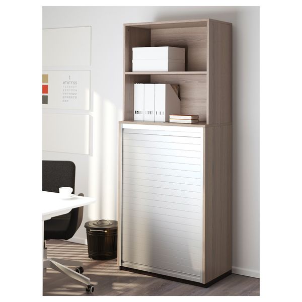 Комбинация для хранения с дверцей-шторой ГАЛАНТ, серый (80x200 см) - схема-чертеж с размерами