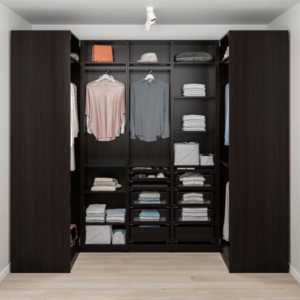 Гардероб угловой, черно-коричневый 113/271/113x236 см IKEA PAX ПАКС 393.311.17 - схема-чертеж с размерами