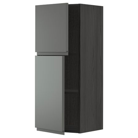 Навесной шкаф с полками, 2 дверцы, черный, Voxtorp темно-серый, 40x100 см IKEA METOD МЕТОД 594.670.44