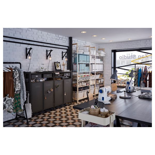 2 секции, полки/шкафы ИВАР, сосна, серый (175x30x124 см) - фото 6