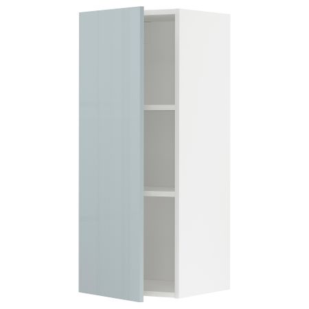 Навесной шкаф с полками, 40x100 см, белый, Kallarp серо-синий светлый IKEA METOD МЕТОД 194.797.51