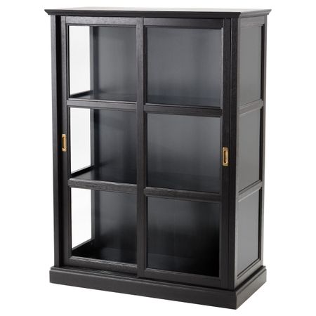 Шкаф-витрина, черная морилка 103x48x141 см IKEA MALSJÖ МАЛЬШЁ 703.833.78