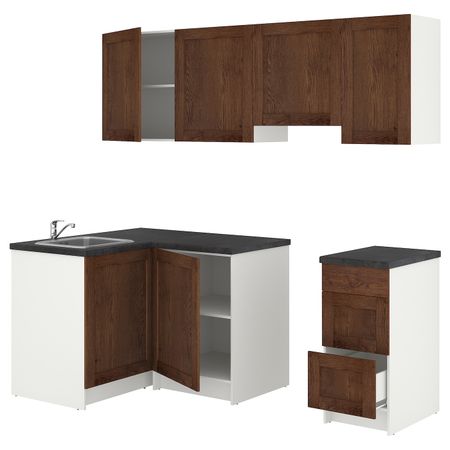 Кухня, под коричневый мореный ясень 120x220x220 см IKEA KNOXHULT КНОКСХУЛЬТ 394.177.76