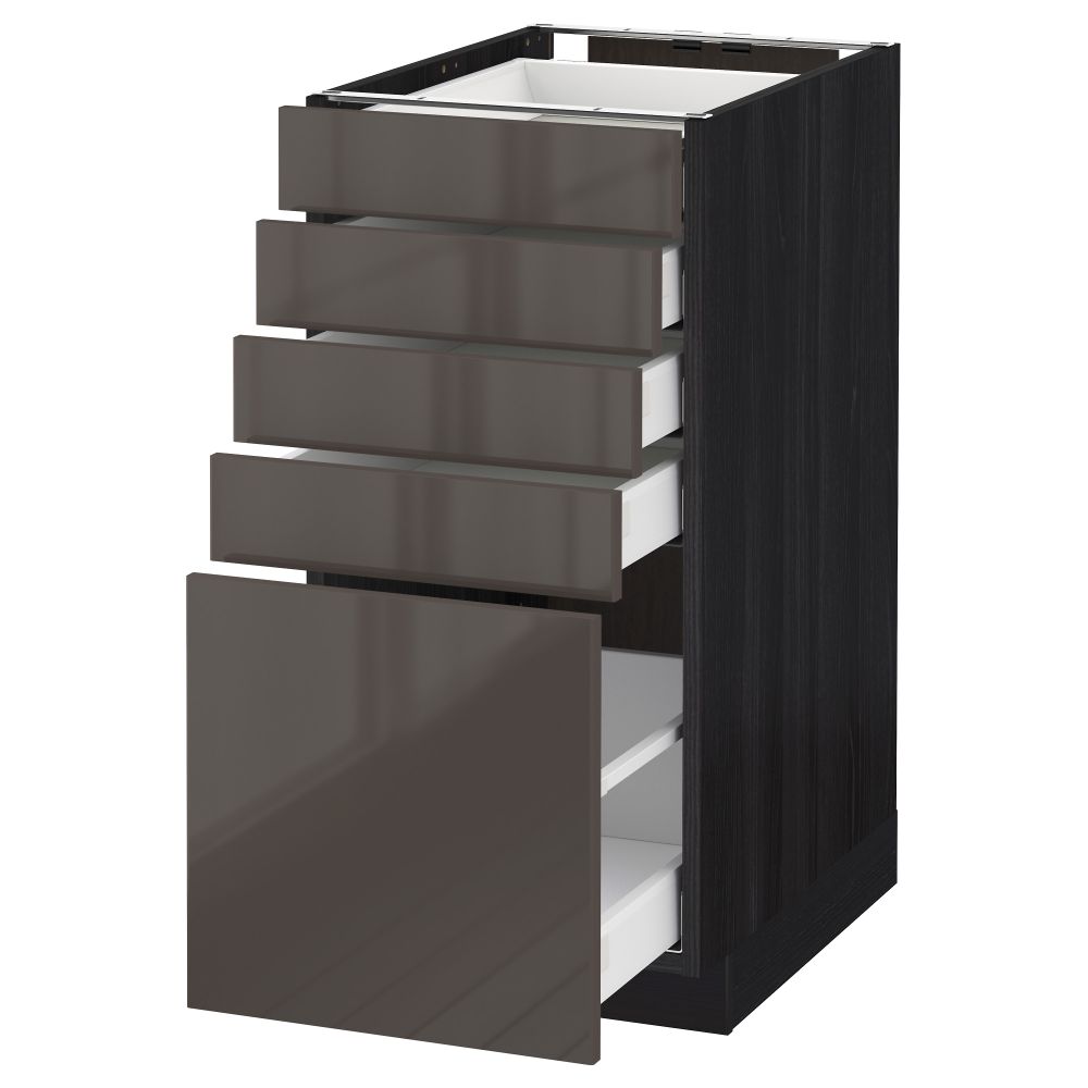 Напольный шкаф с 5 ящиками МЕТОД / МАКСИМЕРА, черный, Рингульт серый - схема-чертеж с размерами