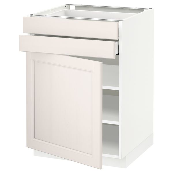 Напольный шкаф с дверцей, 2 ящиками МЕТОД / МАКСИМЕРА, белый, Лаксарби белый - схема-чертеж с размерами