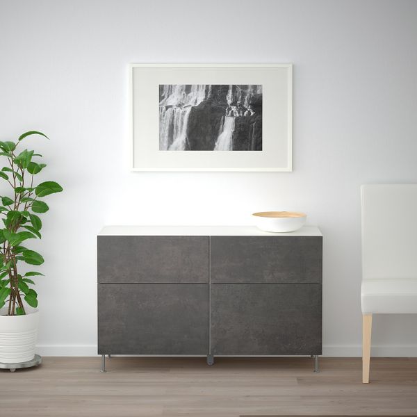 Комбинация для хранения с дверцами/ящ, белый Кэлльв/Сталларп/темно-серый под бетон 120x40x74 см IKEA BESTÅ БЕСТО 992.766.60 - фото 3