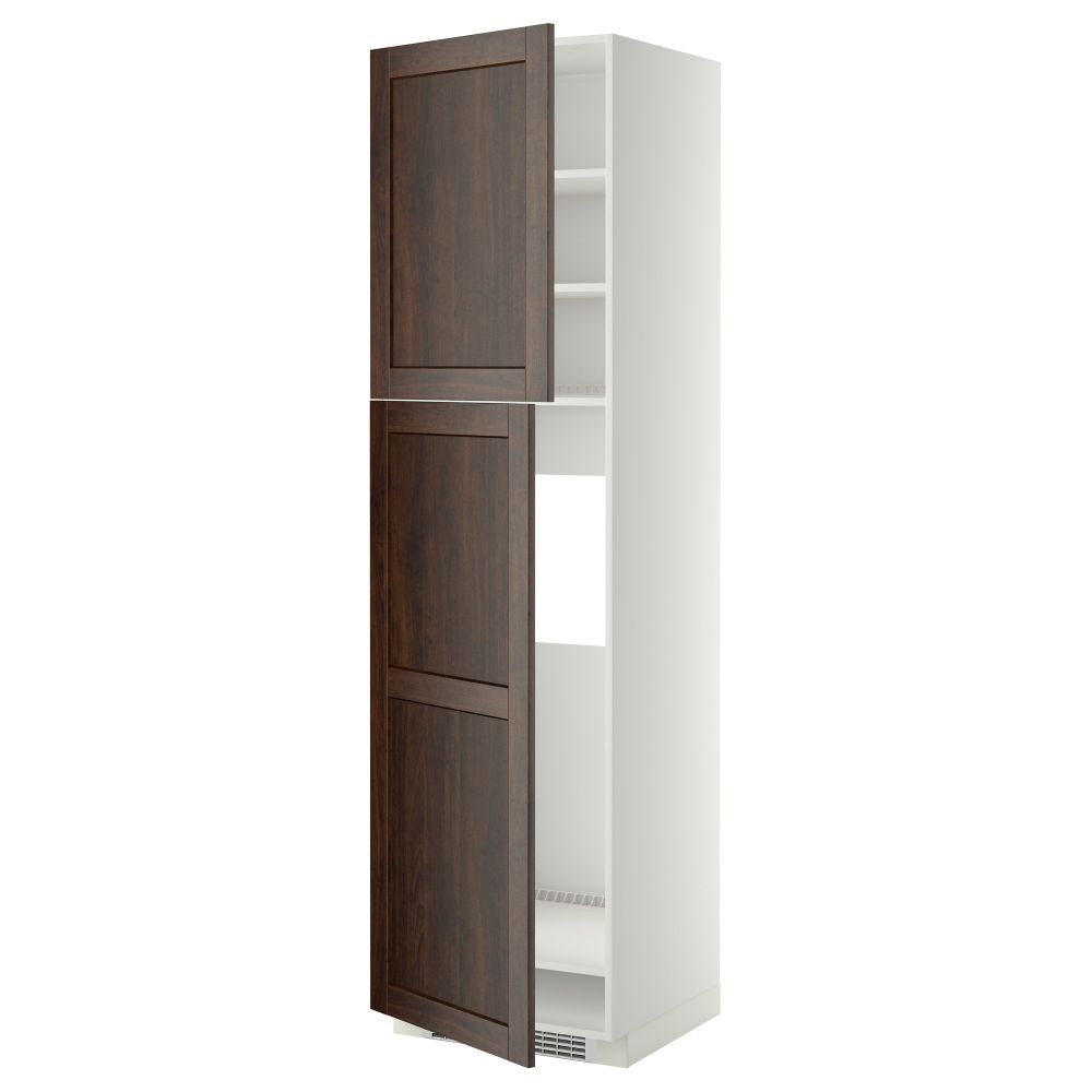 Высокий шкаф для холодильника, 2 дверцы МЕТОД, белый, Эдсерум коричневый - схема-чертеж с размерами