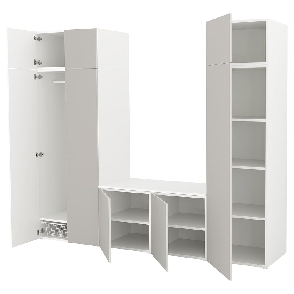 Гардероб с 8 дверями, белый, Скатваль светло-серый 260x57x221 см IKEA ОПХУС 992.984.69 - фото 1