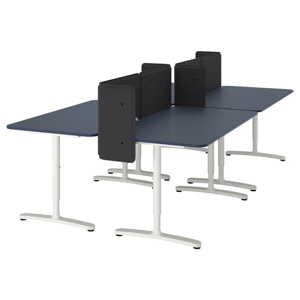 Стол с экраном БЕКАНТ, линолеум синий, белый (320x160 55 см) - фото 4