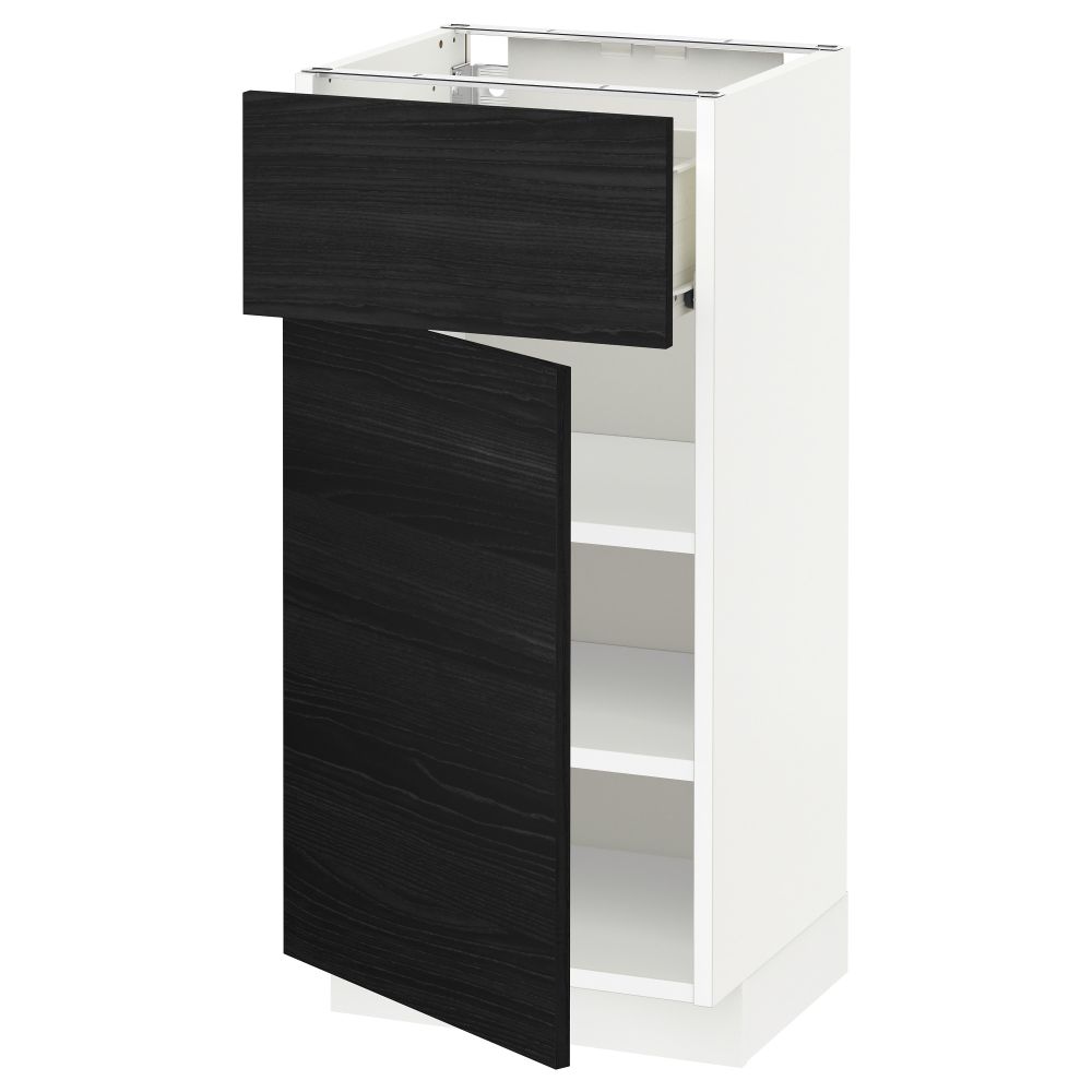 Напольный шкаф с ящиком, дверью МЕТОД / ФОРВАРА, белый, Тингсрид черный - схема-чертеж с размерами