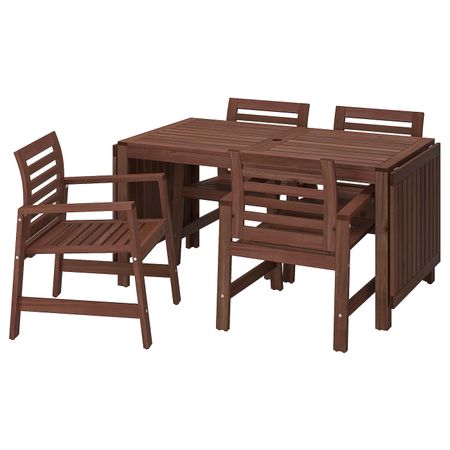 Стол + 4 кресла, для/сада, коричневая морилка IKEA ÄPPLARÖ ЭПЛАРО 692.289.39