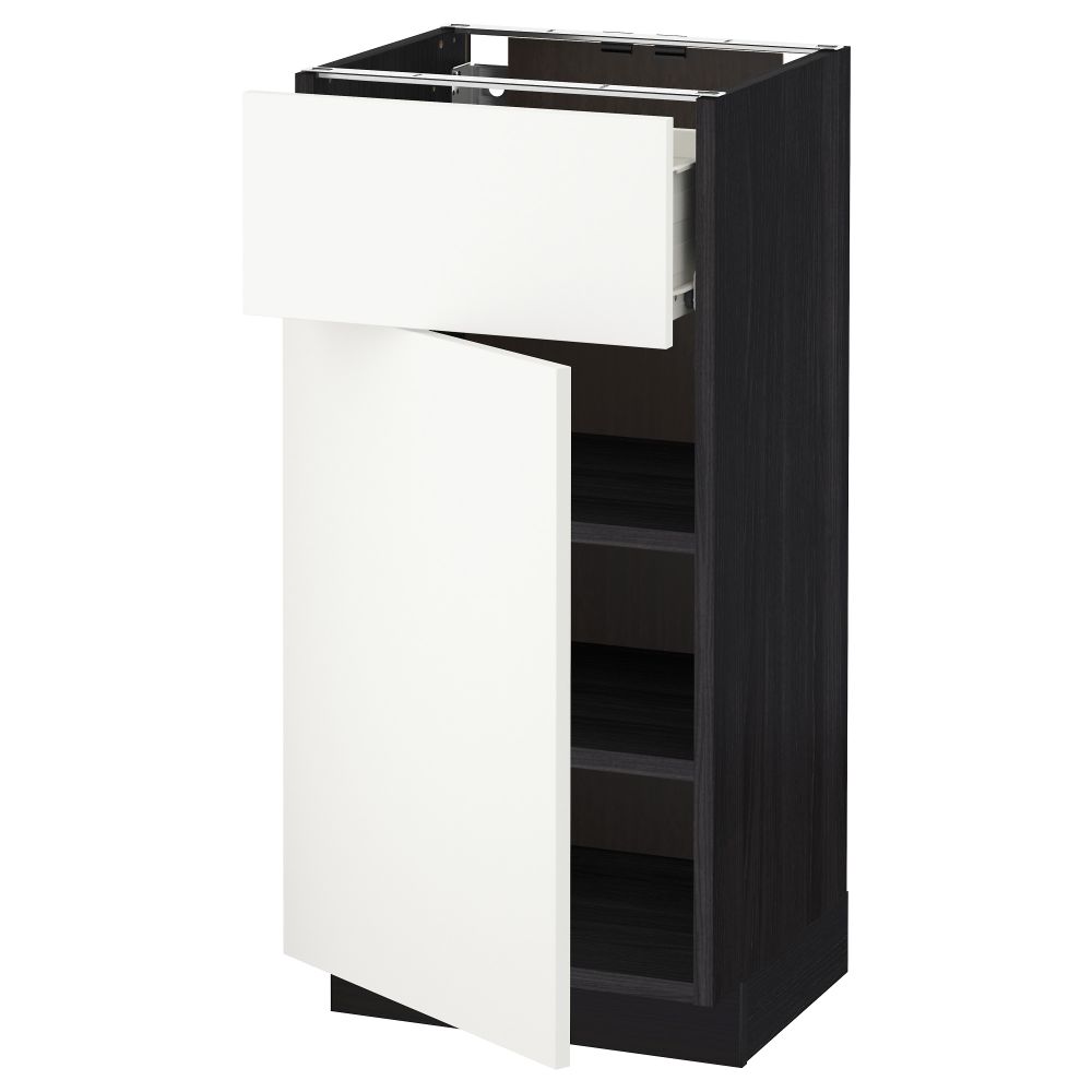 Напольный шкаф с ящиком, дверью МЕТОД / ФОРВАРА, черный, Хэггеби белый - схема-чертеж с размерами