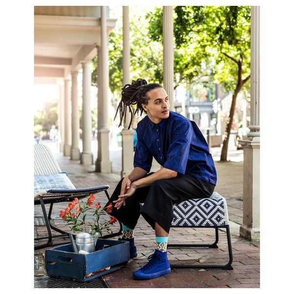 Табурет для ног ОВЕРАЛЛЬТ, для сада синий - схема-чертеж с размерами