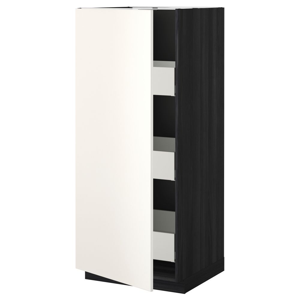 Высокий шкаф с ящиками МЕТОД / МАКСИМЕРА, черный, Веддинге белый - фото 1