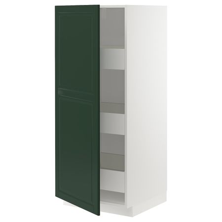 Высокий шкаф с ящиками, белый, Будбин темно-зеленый, 60x60x140 см IKEA МЕТОД / МАКСИМЕРА 293.126.47