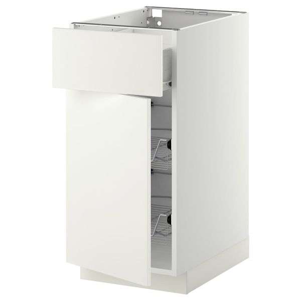 Напольный шкаф с проволочной корзиной/ящ/дверью, белый/Хэггеби белый 40x60 см IKEA МЕТОД / ФОРВАРА 892.619.99 - схема-чертеж с размерами