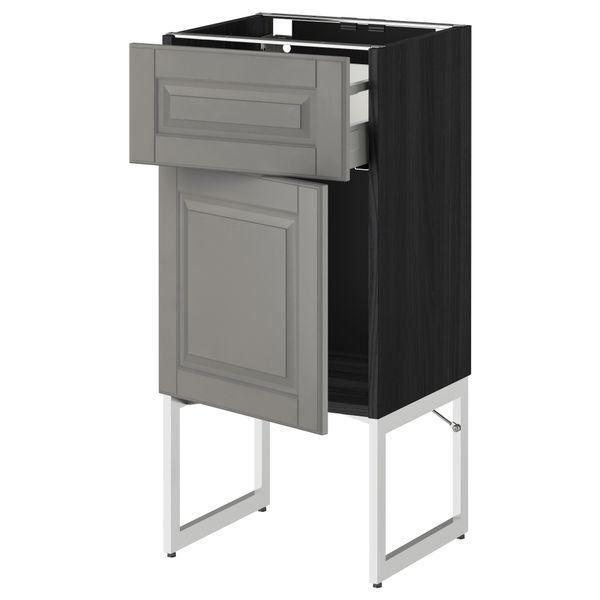 Напольный шкаф с ящиком, дверью МЕТОД / МАКСИМЕРА, черный, Будбин серый - схема-чертеж с размерами