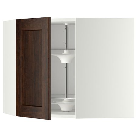Угловой навесного шкаф с вращающейся секц, белый/Эдсерум коричневый 68x60 см IKEA METOD МЕТОД 692.266.57