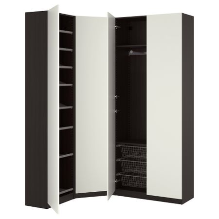 Гардероб ПАКС, черно-коричневый, Бальстад белый