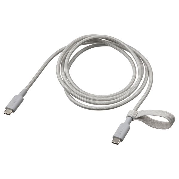 Кабель USB-C–USB-C, светло-серый, 1.5 м IKEA LILLÅNGEN ЛИЛЛОНГЕНHULT ЛИЛЛЬХУЛЬТ 405.810.92 - фото 1