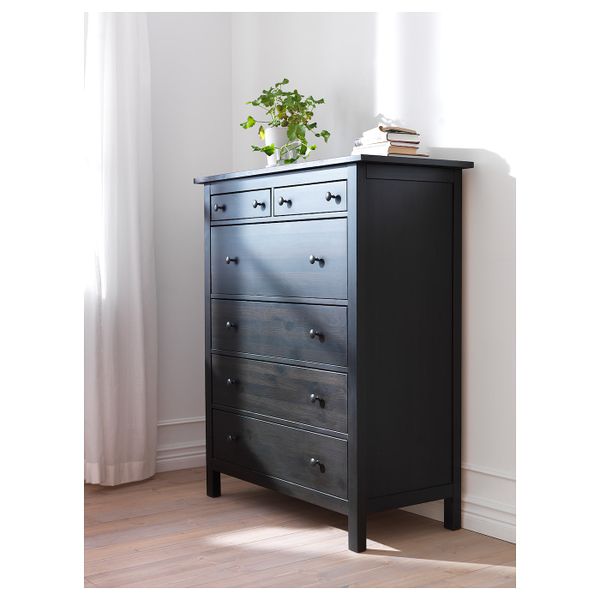 Комод с 6 ящиками, черно-коричневый 108x131 см IKEA HEMNES ХЕМНЭС 003.684.37 - фото 3