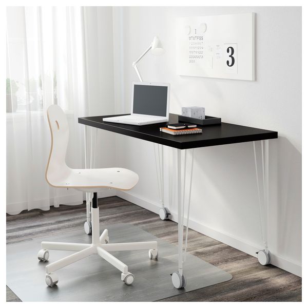 Стол ЛИННМОН / КРИЛЛЕ, черно-коричневый, белый (120x60 см) - схема-чертеж с размерами