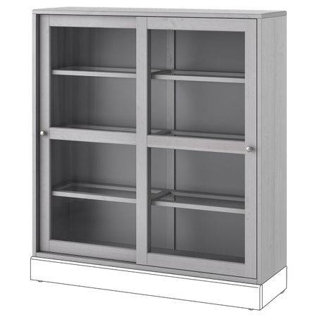 Шкаф-витрина, серый 121x35x123 см IKEA HAVSTA ХАВСТА 304.185.77