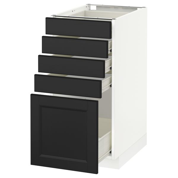 Напольный шкаф с 5 ящиками МЕТОД / ФОРВАРА, белый, Лаксарби черно-коричневый - схема-чертеж с размерами