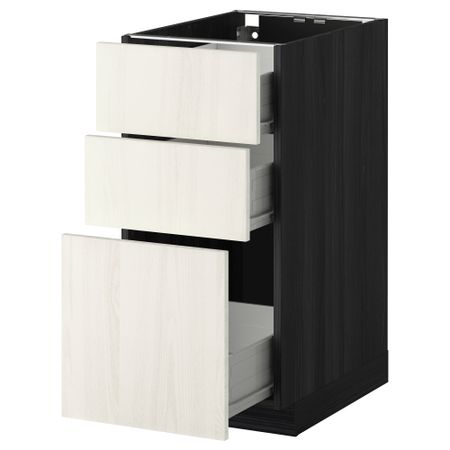 Напольный шкаф с 3 ящиками МЕТОД / ФОРВАРА, черный, Росдаль белый