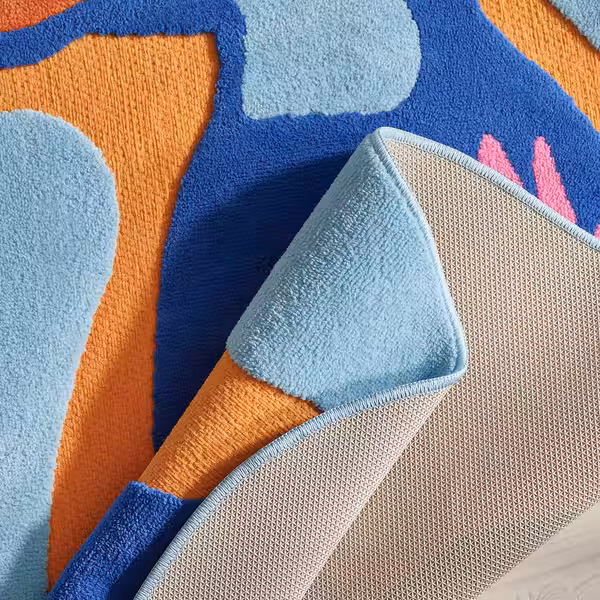 NATTHÄGER Ковер, короткий ворс - синий оранжевый/тукан 83x125 см - фото 3