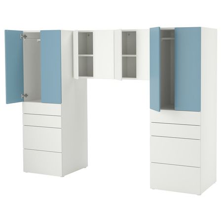 SMÅSTAD / PLATSA Комбинация д/хранения - белый/синий 240x57x181 см
