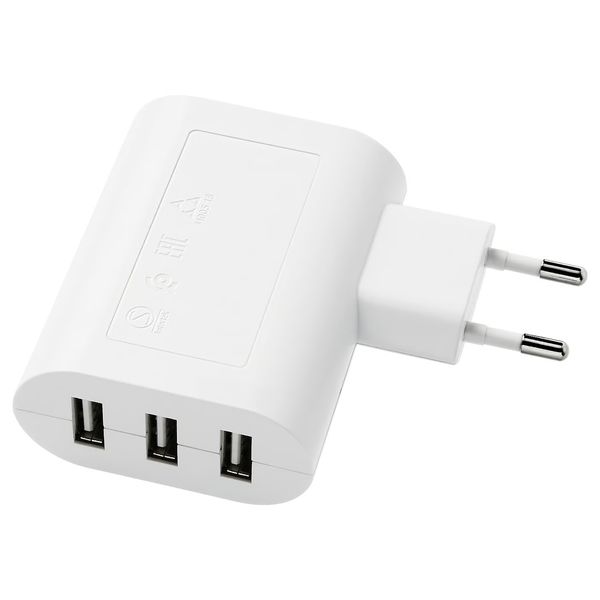 SMÅHAGEL Зарядное устройство/3 USB-порта - белый - фото 1