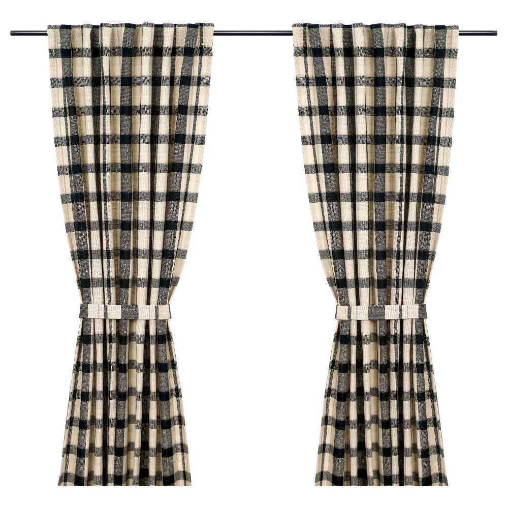 Гардины, 1 пара КОРАЛЛРОТ, бежевый, клетка (145x300 см) - схема-чертеж с размерами