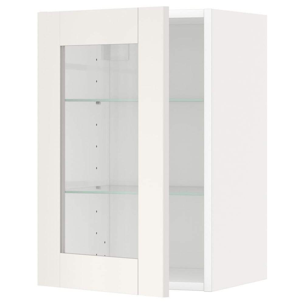 Навесной шкаф/полки/стеклян дверца, белый/Сэведаль белый 40x60 см IKEA METOD МЕТОД 794.451.93 - фото 1